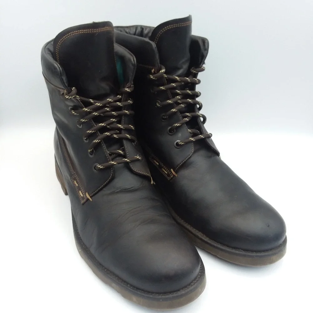 Wallin & Bros Lace Up Leather Boots‎ Men EU44 US 10.5 Dark Brown Work Utility